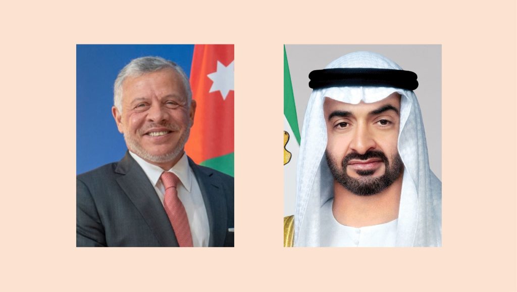 محمد بن زايد وعبدالله الثاني يؤكدان أهمية تكثيف الجهود لوقف إطلاق النار في غزة