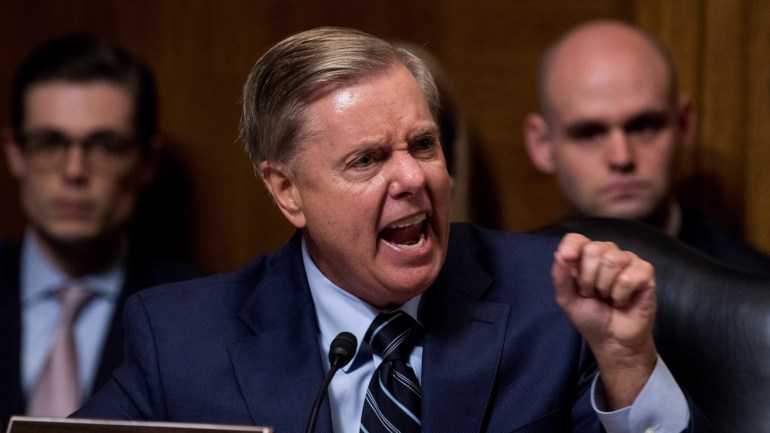 Sen. Lindsey Graham speaks as Supreme Court nominee Brett Kavanaugh testifies before the Senate Judiciary Committee on Capitol Hill in Washington, DC, U.S., September 27, 2018. Tom Williams/Pool via REUTERS