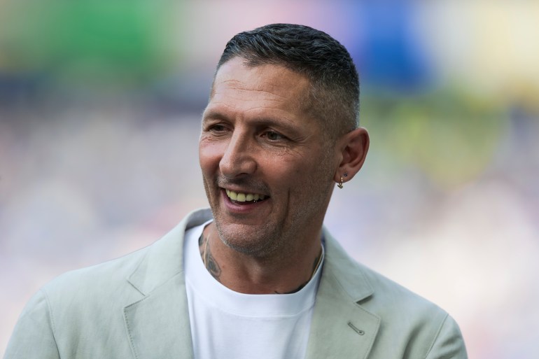 OLYMPIASTADION, BERLIN, GERMANY - 2024/06/29: Marco Materazzi, former football player, smiles prior to the UEFA EURO 2024 round of 16 football match between Switzerland and Italy. Switzerland won 2-0 over Italy. (Photo by Nicolò Campo/LightRocket via Getty Images)