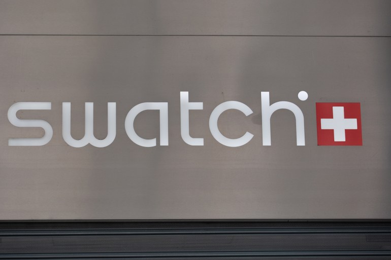 The shop of thw Swiss watch manufacturer Swatch is seen in Via Roma in Turin, Italy, on 21 April 2019. (Photo by Alexander Pohl/NurPhoto via Getty Images)