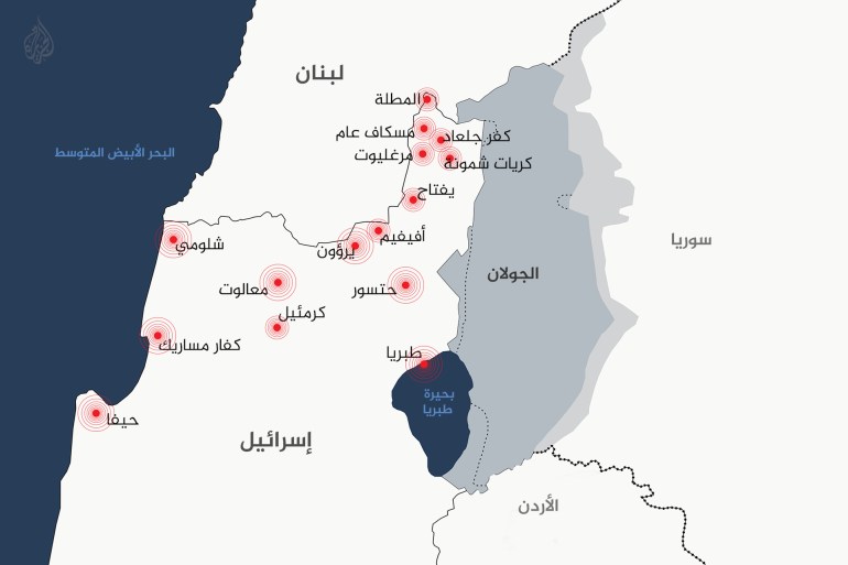 مناطق استهدفها حزب الله خلال الأيام الماضية