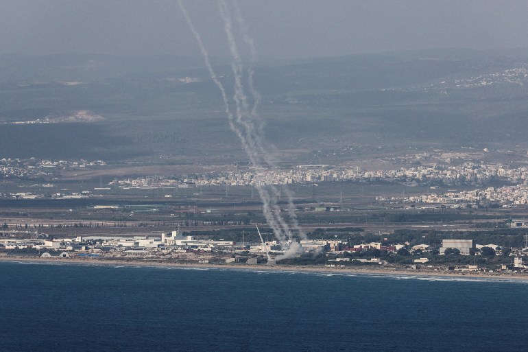 Israel's Iron Dome anti-missile system operates for interceptions as rockets are launched from Lebanon towards Israel, amid cross-border hostilities between Hezbollah and Israel, as seen from Haifa, Israel, September 23, 2024. REUTERS/Ronen Zvulun REFILE - QUALITY REPEAT TPX IMAGES OF THE DAY