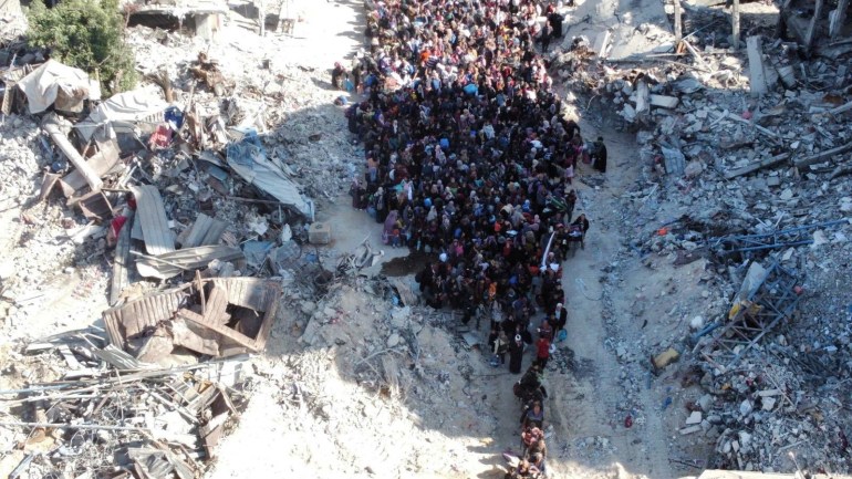 Drone image shows displaced people in Jabalia, in this picture obtained from social media on October 21, 2024. Avichay Adraee via X/via REUTERS. THIS IMAGE HAS BEEN SUPPLIED BY A THIRD PARTY. MANDATORY CREDIT. NO RESALES. NO ARCHIVES. BEST QUALITY AVAILABLE. TPX IMAGES OF THE DAY