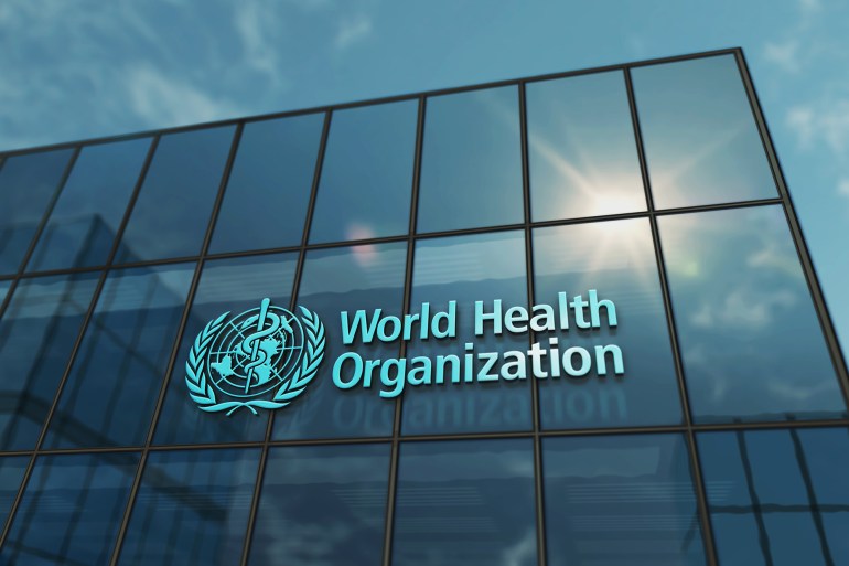 Geneva, Switzerland, June 15, 2023: WHO World Health Organization headquarters glass building concept. Agency of the United Nations office sign on front facade 3d illustration.; Shutterstock ID 2320619117; purchase_order: aj; job: ; client: ; other: