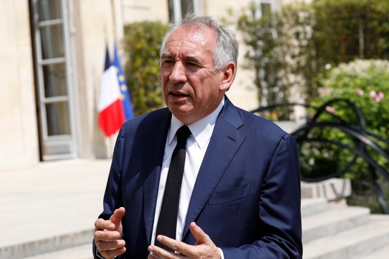 PARIS, FRANCE - JUNE 21: Francois Bayrou, president of the Democratic Movement (MoDem) and apparent Democrats gives a statement to the press at the Elysee Palace two days after France's legislative elections on June 21, 2022, in Paris, France. France's President Emmanuel Macron hosts political party chiefs in a bid to break the impasse created by the failure of his coalition to win a majority in parliamentary elections. (Photos by Antoine Gyori/ Corbis via Getty images)