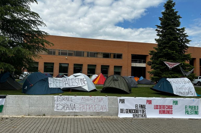 إعلان الفعالية تزامن مع عودة الاعتصام الطلابي في المدينة الجامعة في جامعة كومبلوتنسيا في مدريد