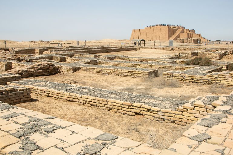 Dhi Qar, Iraq 30 Mar, 2022 : Picture of Ziggurat of Ur and One of the most important monuments in Iraq and that goes back to the Sumerian period Which are located in the province of Dhi Qar in southern Iraq.