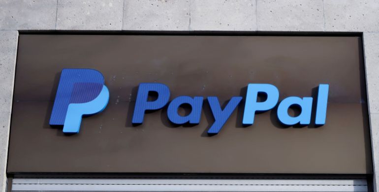 FILE PHOTO: The PayPal logo is seen at an office building in Berlin