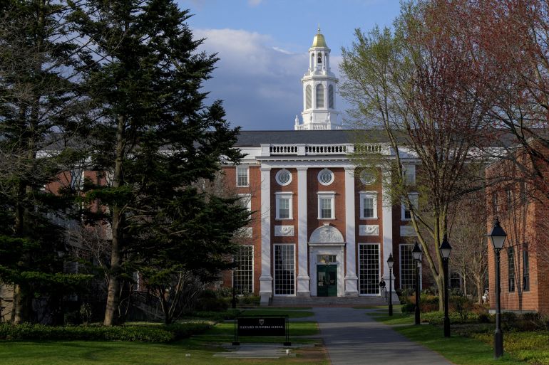 FILE PHOTO: A view of the Business School campus of Harvard University in Cambridge, Massachusetts, U.S., April 15, 2025. REUTERS/Faith Ninivaggi/File Photo/File Photo