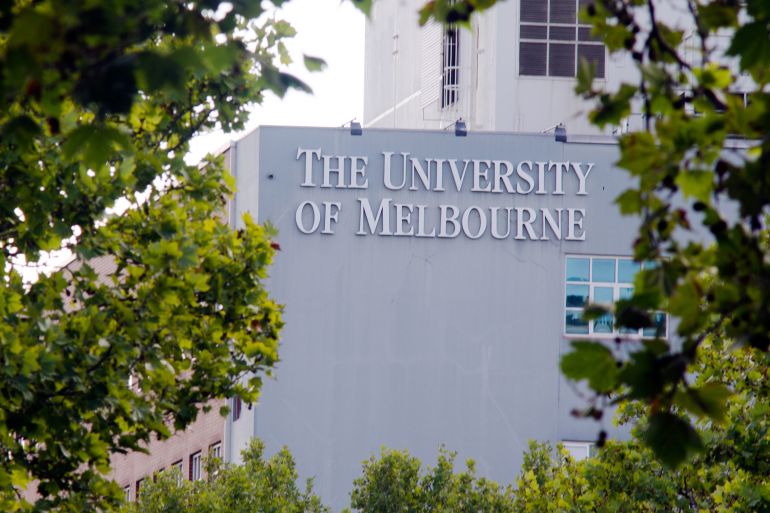 MELBOURNE - APR 14 2014:The University of Melbourne building sign.Four Australian prime ministers,five governors-general, seven Nobel laureates have been students, faculty and graduated from Melbourne; Shutterstock ID 190693718; purchase_order: aljazeera ; job: ; client: ; other: