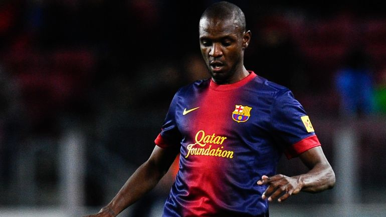 BARCELONA, SPAIN - APRIL 06: Eric Abidal of FC Barcelona runs with the ball during the La Liga match between FC Barcelona and RCD Mallorca at Camp Nou on April 6, 2013 in Barcelona, Spain. (Photo by David Ramos/Getty Images)
