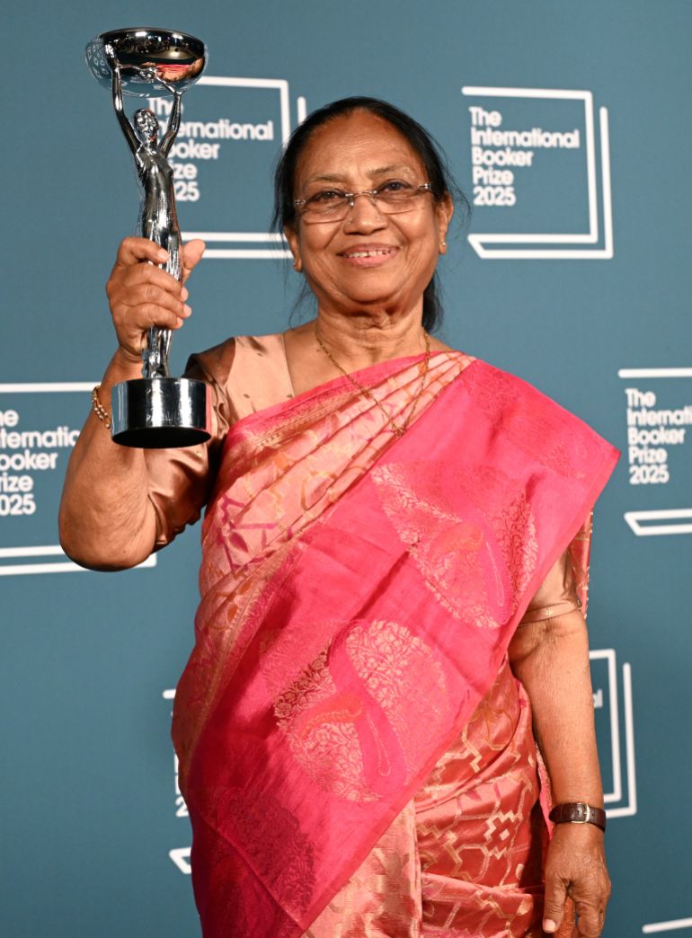 LONDON, ENGLAND - MAY 20: Banu Mushtaq, author of "Heart Lamp" and winner of The International Booker Prize 2025 at the Tate Modern on May 20, 2025 in London, England. (Photo by Kate Green/Getty Images)