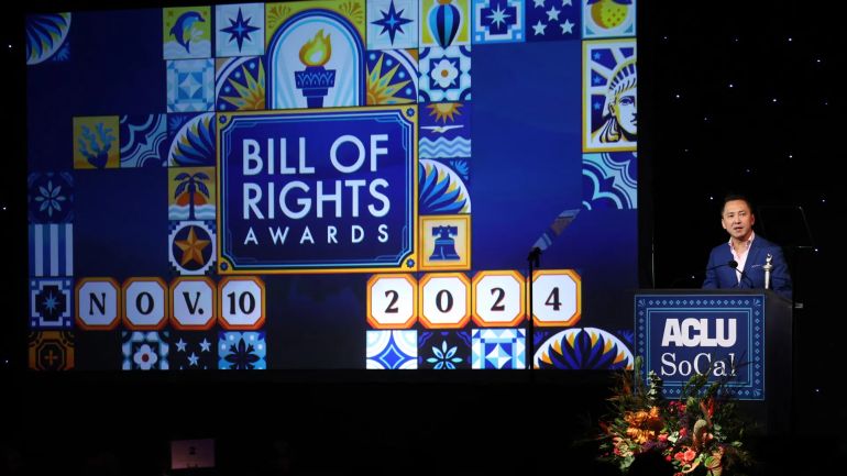 Viet Thanh Nguyen speaks onstage during the ACLU SoCal Bill Of Rights Dinner on November 10, 2024 [Monica Schipper/Getty Images via AFP]