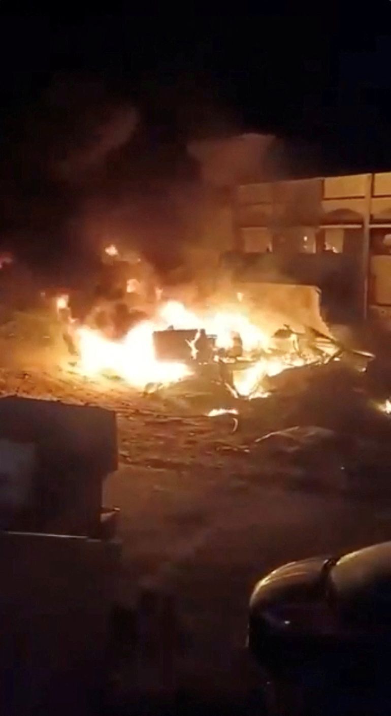 Fire burns at the site of the Indonesian Hospital in north Gaza, following Israeli attacks, according to Gaza's health ministry, in Beit Lahiya, northern Gaza Strip, in this screen grab obtained from a social media video released May 19, 2025. Video obtained by REUTERS THIS IMAGE HAS BEEN SUPPLIED BY A THIRD PARTY. NO RESALES. NO ARCHIVES. REFILE - CORRECTING RELEASE DATE FROM "MAY 20" TO "MAY 19".