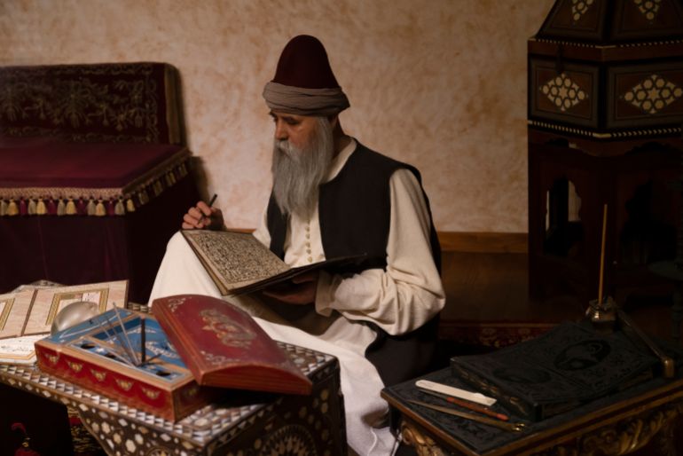 Istanbul, Turkey - June 18 2022: Artist performing calligraphy in Ottoman Turkish (old Turkish)