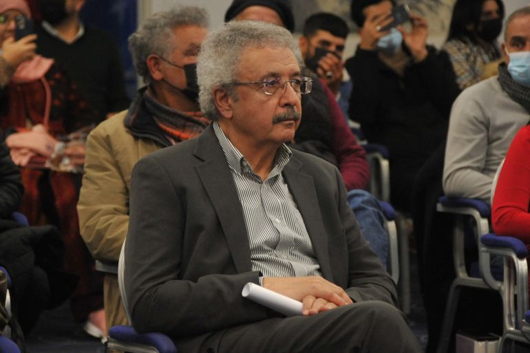 من الأمسية الشعرية للشاعر إبراهيم نصر الله في حفل اشهار مجموعة أعماله الشعرية. الجزيرة . مؤسسة شومان . (1)