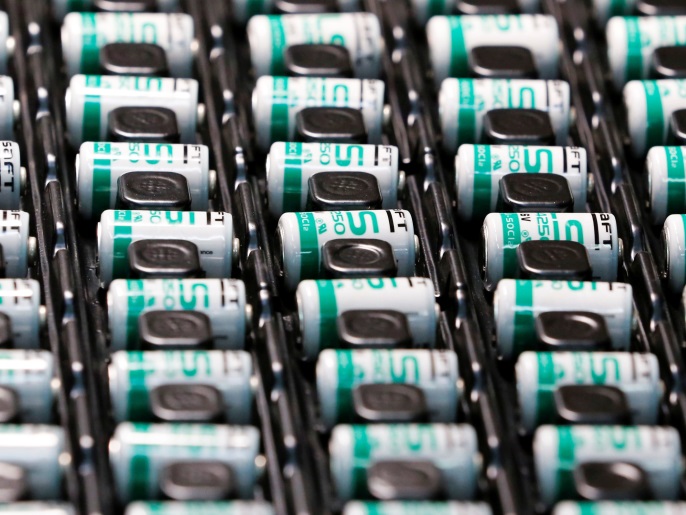 Lithium-ion batteries are pictured at the production site of Saft Groupe, battery specialists, in Poitiers, France, October 5, 2017. REUTERS/Regis Duvignau