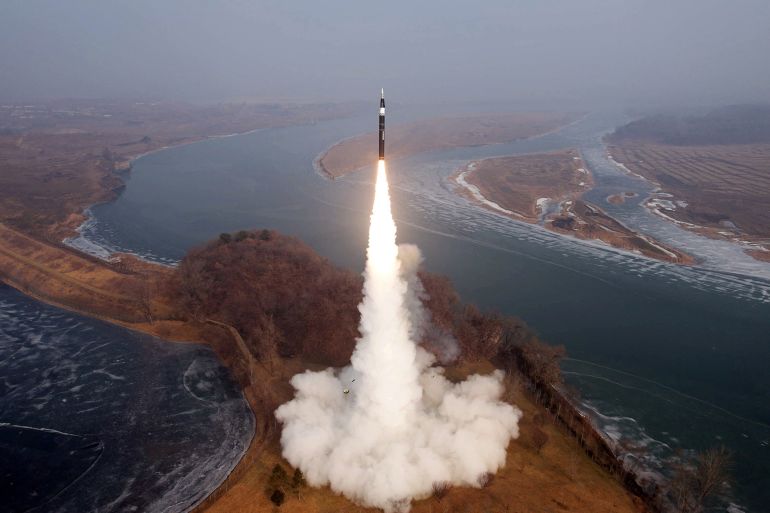 A missile flies during what state media KCNA says is a test of a new intermediate-range hypersonic ballistic missile at an undisclosed location January 6, 2025, in this photo released on January 7, 2025 by North Korea's official Korean Central News Agency. KCNA via REUTERS ATTENTION EDITORS - THIS IMAGE WAS PROVIDED BY A THIRD PARTY. REUTERS IS UNABLE TO INDEPENDENTLY VERIFY THIS IMAGE. NO THIRD PARTY SALES. SOUTH KOREA OUT. NO COMMERCIAL OR EDITORIAL SALES IN SOUTH KOREA. TPX IMAGES OF THE DAY
