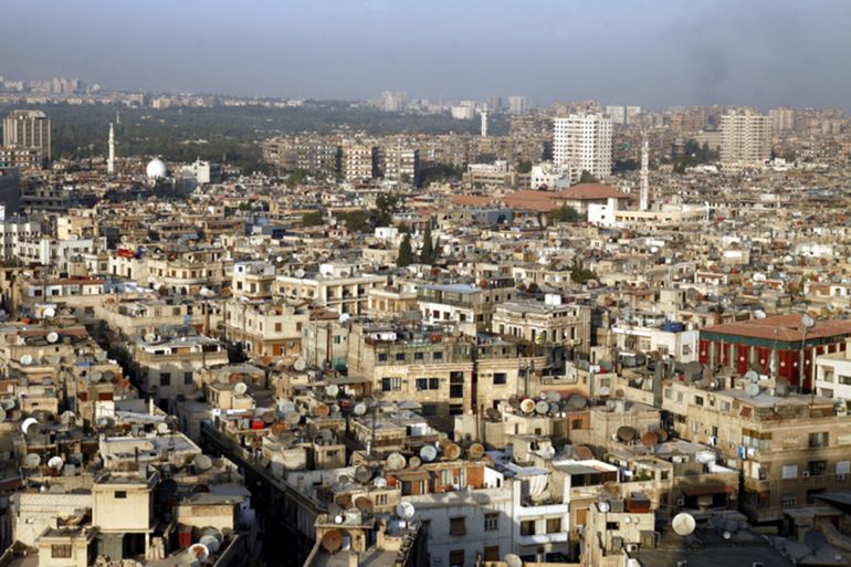 the city centre of Damaskus before the war in Syria in the middle east