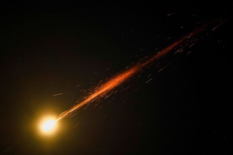 Missiles launched from Iran are intercepted as seen from Ashkelon, Israel, June 15, 2025. REUTERS/Amir Cohen TPX IMAGES OF THE DAY