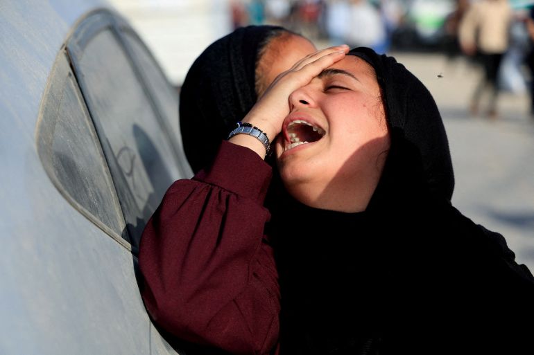 A mourner reacts during the funeral of Palestinians killed in Israeli strikes, at Nasser hospital, in Khan Younis, in the southern Gaza Strip, June 1, 2025. REUTERS/Hatem Khaled TPX IMAGES OF THE DAY