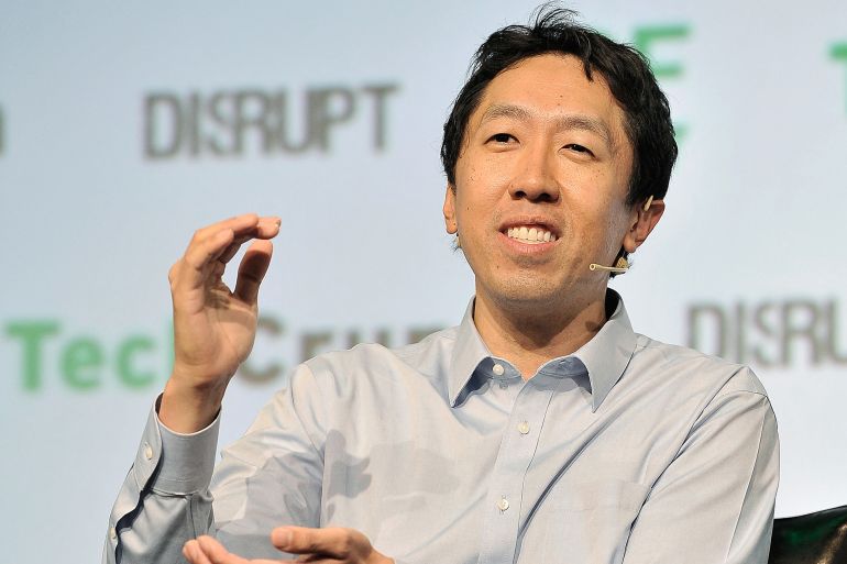 Coursera Co-Founder and Co-Chair of the Board Andrew Ng speaks onstage during TechCrunch Disrupt SF 2017 at Pier 48 on September 20, 2017 in San Francisco, California