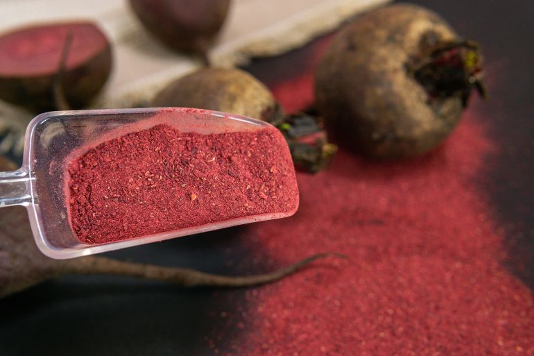 beetroot powder, flour reduce blood pressure or boost energy and help detoxification.; Shutterstock ID 1803255889; purchase_order: aj; job: ; client: ; other: