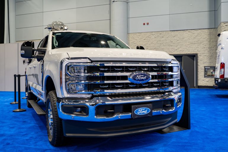 2025 Ford Super Duty F-350 Lariat automobile at the 2025 Canadian International AutoShow. Toronto, Canada - February 18, 2025.