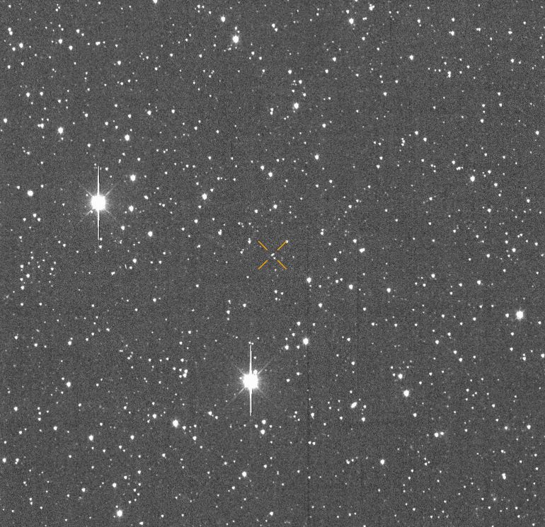 This image made available by University of Hawaii's asteroid impact alert system shows the motion of asteroid 2024 YR4 over about one hour, Dec. 27, 2024. (ATLAS / University of Hawaii / NASA via AP)