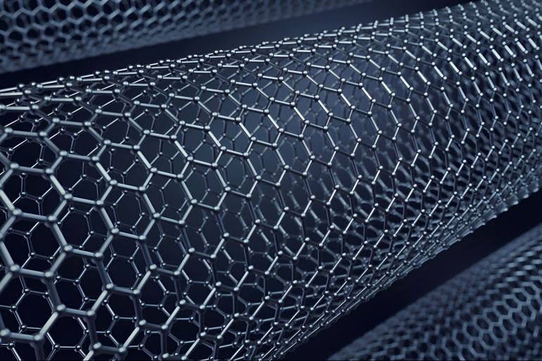 Carbon nanotubes, computer illustration