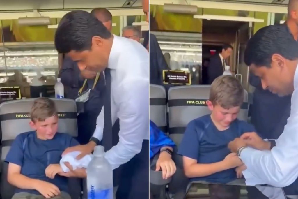 شاهد.. لفتة إنسانية من رئيس باريس سان جيرمان تجاه طفل أصيب في المدرجات