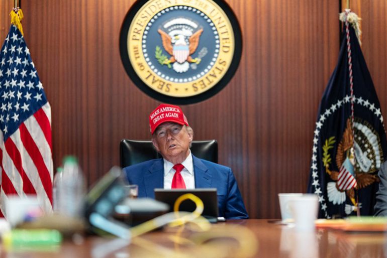 In a photo released by the White House via X, US President Donald Trump is seen in the Situation Room of the White House on June 21, 2025 in Washington, DC.