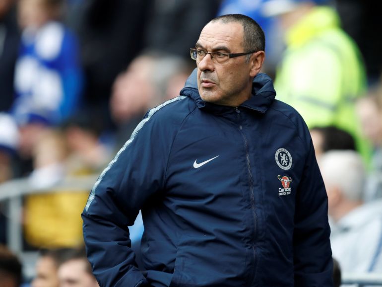 Soccer Football - Premier League - Cardiff City v Chelsea - Cardiff City Stadium, Cardiff, Britain - March 31, 2019 Chelsea manager Maurizio Sarri before the match REUTERS/Russell Cheyne EDITORIAL USE ONLY. No use with unauthorized audio, video, data, fixture lists, club/league logos or