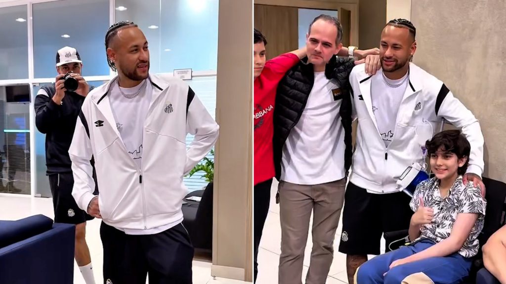 شاهد.. نيمار يرسم البسمة على وجه طفل يعاني من مرض خطير