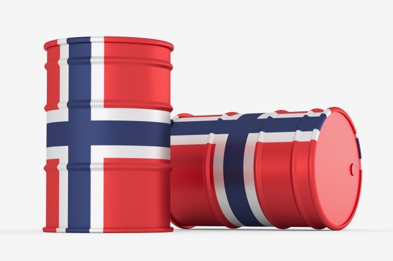 norway, norwegian oil barrels isolated 3d render; Shutterstock ID 1552858463; purchase_order: aj; job: ; client: ; other: