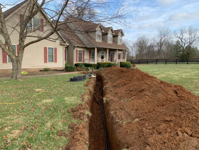 Geothermal ground source heat pump installation