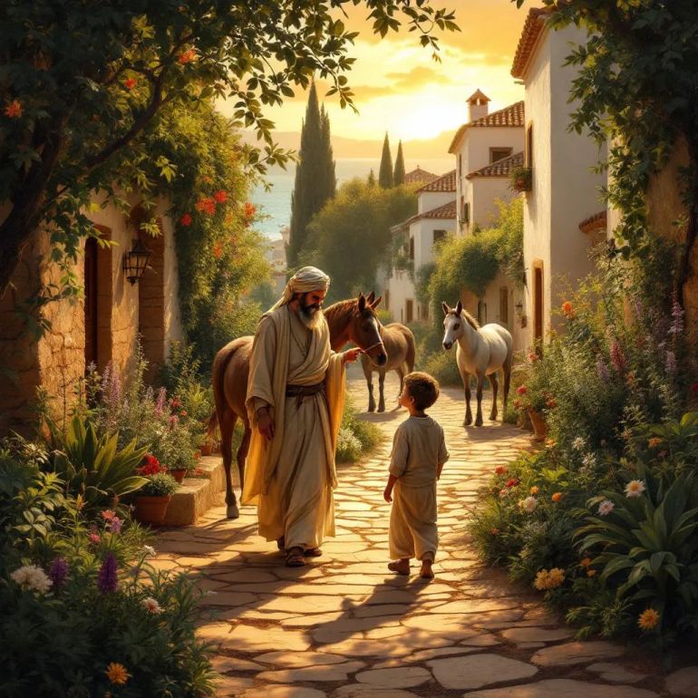 ابن البيطار تعلم من جده الذي كان يتحدث اليونانية واللاتينية بطلاقة ويجيد لغات أخرى، حيث كان يصطحبه يوميًا في نزهات ليعلمه أسماء النباتات المختلفة بصبر، ويقطفها له ليُعرّفه عليها بشكل عملي. (مولدة بالذكاء الاصطناعي)