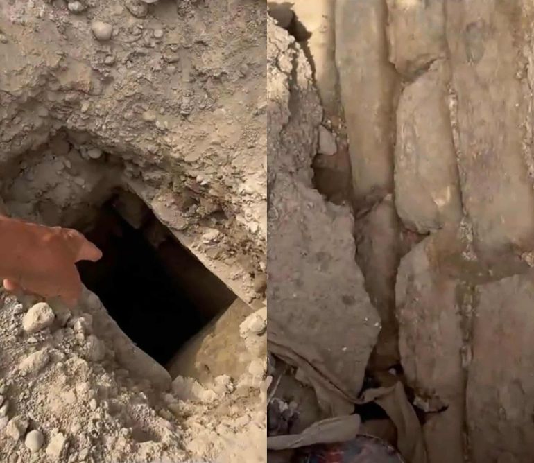 _مقطعين من فوهات السراديب التي ظهرت تحت شارع الرشيد، الجزيرة نت