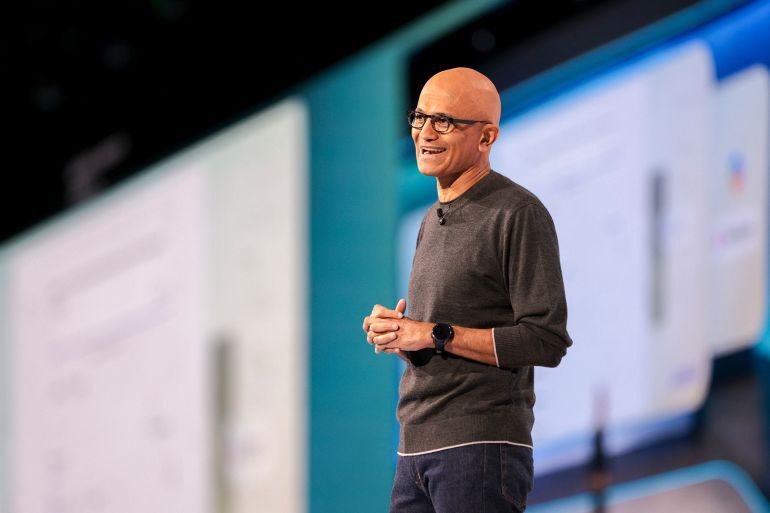 Microsoft Chairman and Chief Executive Officer Satya Nadella speaks during the Microsoft Build 2025, conference in Seattle, Washington on May 19, 2025. (Photo by Jason Redmond / AFP)