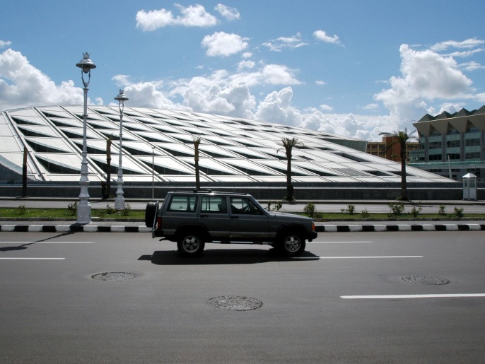 ALEXANDRIA, EGYPT - OCTOBER 16: The normally busy road in front of the Bibliotheca Alexandrina was practically empty due to security arraingments October 16, 2002 in Alexandria, Egypt. Dignitaries from around the world gathered to celebrate the new facility, a modern version of the famous ancient library that burned down in the fourth century. The complex includes a planetarium, a conference hall, five research institutes, six galleries and three museums. (Photo by Getty Images)