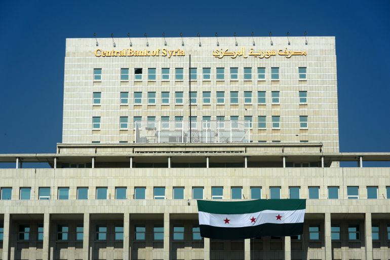 DAMASCUS, SYRIA - JANUARY 18: A view of the Central Bank of Syria as they continue their daily lives after the overthrow of the 61-year Baath regime in the country and the end of the Assad family era, in Damascus, Syria on January 18, 2025. (Photo by Erçin Ertürk/Anadolu via Getty Images)