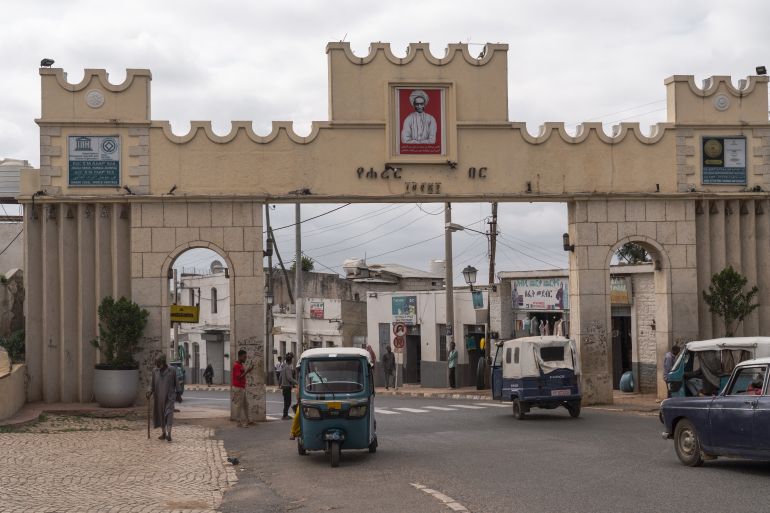 The Medhane Alem church in the central Faras Magala market was once Harar’s largest mosque, but was turned into an Ethiopian Orthodox Church after Menelik II conquered the city [Jaclynn Ashly/Al Jazeera]