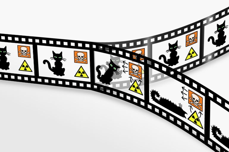 تواجد قطة شرودنجر في حالة من الحياة والموت معا قبل رصدها (كريستيان شيرم – ويكيبيديا)