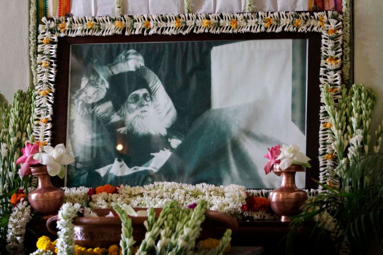 A garlanded portrait of Indian Nobel laureate Rabindranath Tagore is placed in a room where he breathed his last, on his 150th birth anniversary in Calcutta, India, Sunday, May 9, 2010. Events across India marked the 150th birth anniversary of freedom poet Tagore. (AP Photo/Bikas Das)