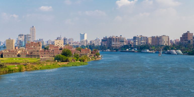 Nile river in the heart of Cairo city