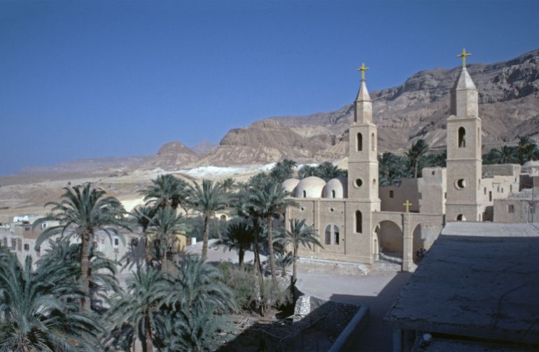 One of 7 churches, Monastery of St Anthony, Monastery of St Anthony, Arabian Desert, Egypt, September 1989, vintage, retro, old, historic, Africa