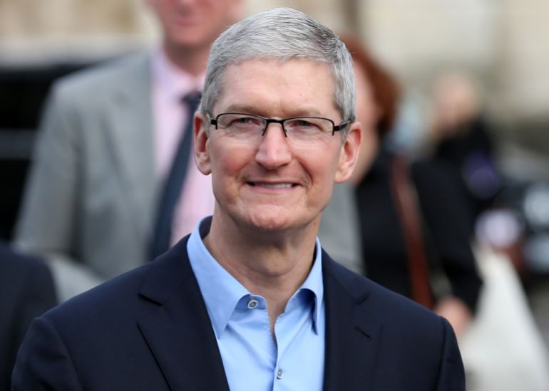 DUBLIN, IRELAND - 11/11/2015 Apple CEO, Tim Cook, arrives for a Q&A with members of the Trinity College Dublin Philosophical Society and receive the Gold Medal of Honorary Patronage Shutterstock SS569993581