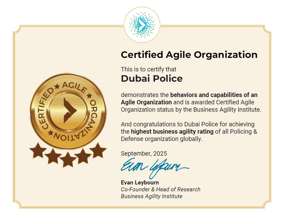 شرطة دبي أفضل جهة شرطية عالمياً في مجال الرشاقة المؤسسية