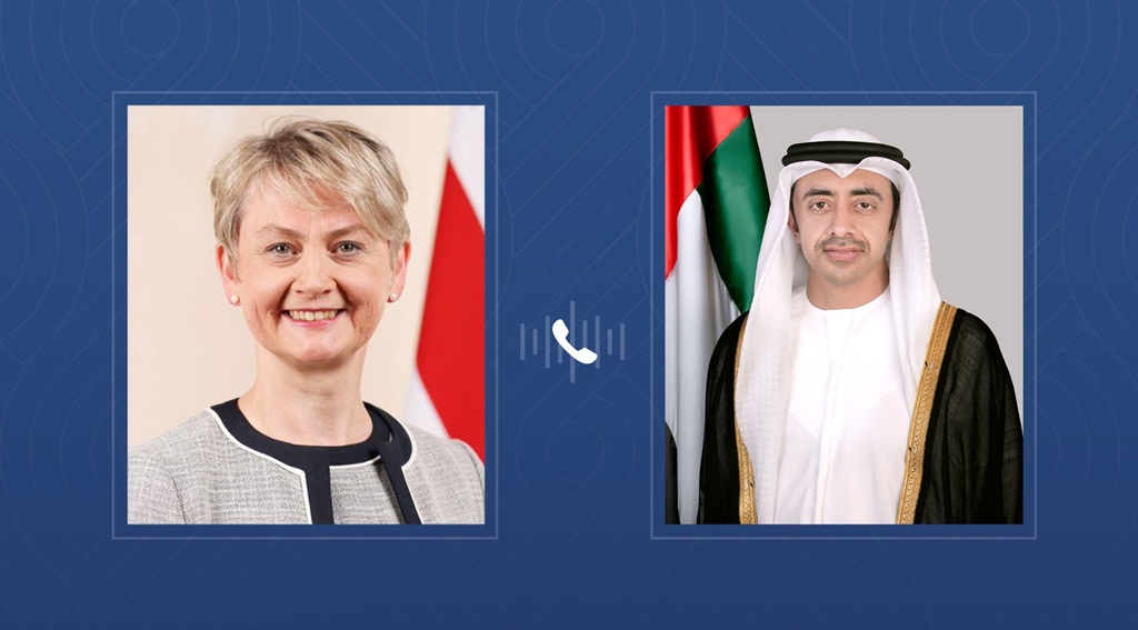 عبدالله بن زايد ووزيرة خارجية بريطانيا يبحثان هاتفياً التطورات بالمنطقة ودعم جهود إرساء السلام