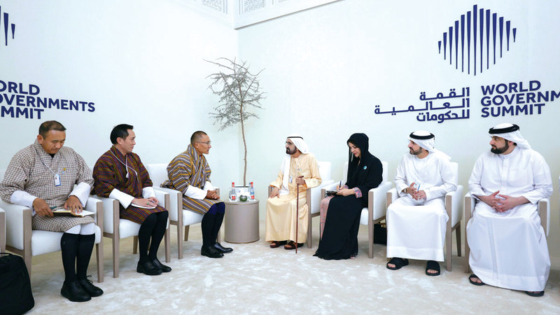 محمد بن راشد يلتقي رئيس وزراء مملكة بوتان